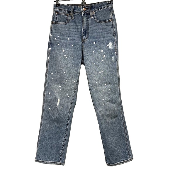 J. Crew Denim - J. CREW POINT SUR Shoreditch‎ Straight Leg High Rise Jeans • 25 • blue, painted